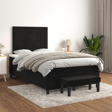 vidaXL Boxspring met matras fluweel zwart 120x200 cm, Verzenden, Zwart, Nieuw, Twijfelaar