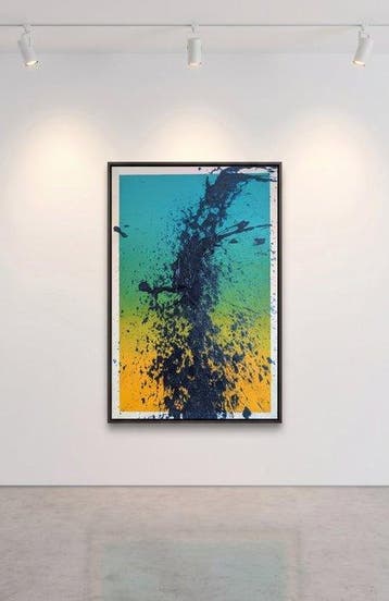 Paul Polterauer - LIQUID IMPACT II (Gold Ocher & Turquoise), Antiek en Kunst, Kunst | Schilderijen | Modern