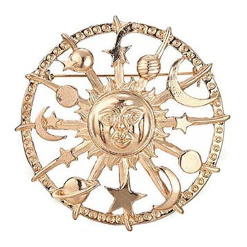 Fako Bijoux - Broche - Maan - Ø 53mm - Goudkleurig, Verzenden, Nieuw