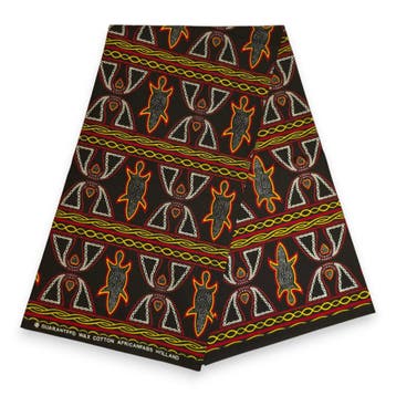Afrikaanse wax print stof - Zwart Geel Toghu Bamenda Cameroo, Ophalen of Verzenden, Nieuw