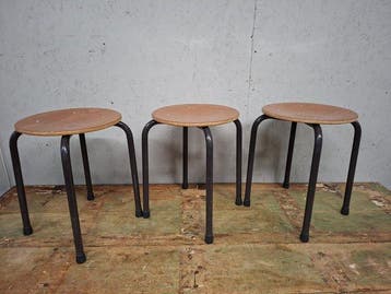 Kruk - Metaal, Hout - School krukjes 3x