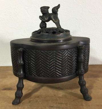 Japanese - Japanese Bronze Incense Burner (Koro) with Shishi