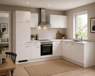 Design hoek keuken met apparatuur, Kevin, wit, Nieuw