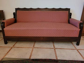 Sofa - Hout, Textiel - Slaapbank Art Déco, Antiek en Kunst, Curiosa en Brocante