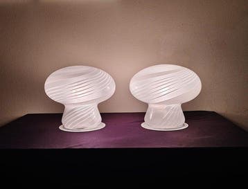 Tafellamp (2) - Paar vintage Murano „Mushroom“ tafellampen –