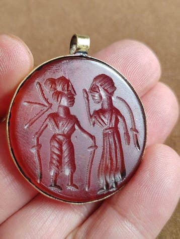Metaal Hanger - Karneool intaglio-hanger (Zonder