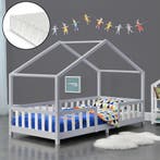 Kinderbed Treviolo met matras 90x200 cm lichtgrijs en wit, Verzenden, Nieuw