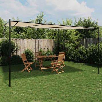 vidaXL Prieel 4x4 m 180 g/m² stof en staal beige, Verzenden, Nieuw