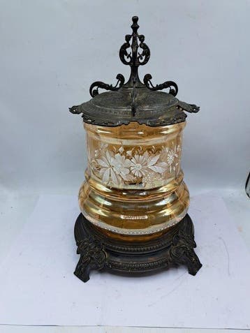 Historismus - Pot - Bowlpot - Glas, Tin - 1880, Antiek en Kunst