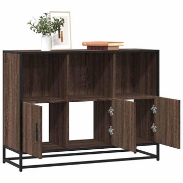 vidaXL Dressoir 100x35x76 cm bewerkt hout bruin eikenkleur, Verzenden, Nieuw, Overige houtsoorten, Minder dan 50 cm