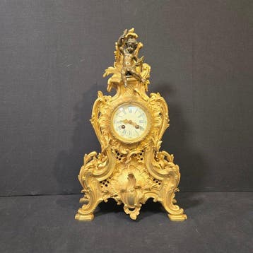 Tafelklok Rococo stijl - Verguld brons - 1850-1900 - Top in, Antiek en Kunst