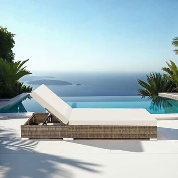 2 rotan ligstoelen met aluminium frame en tafel, Tuin en Terras, Tuinsets en Loungesets, Verzenden, Nieuw