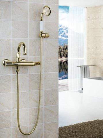 Goud kleurige badkraan Sonse Deluxe met handdouche, Verzenden, Nieuw