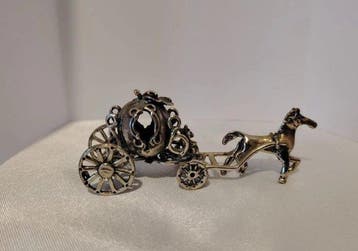 sculptuur, carrozza cenerentola - 0 cm - Zilver - 1970, Antiek en Kunst, Antiek | Goud en Zilver