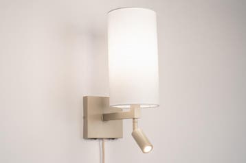 Rietveld Wandlampen - Wit, Beige, Zand - Stof, Metaal, Verzenden, Nieuw