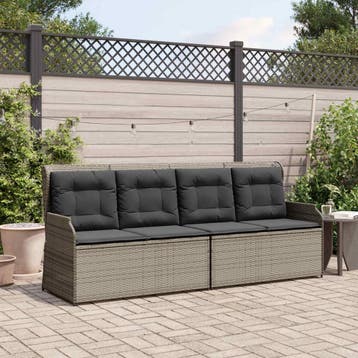 vidaXL Tuinbank Grijs poly rattan, Verzenden, Nieuw, Rotan