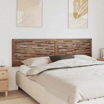 vidaXL Bed Hoofdbord Naturel Massief Teakhout, Verzenden, Nieuw, Bruin, Hout