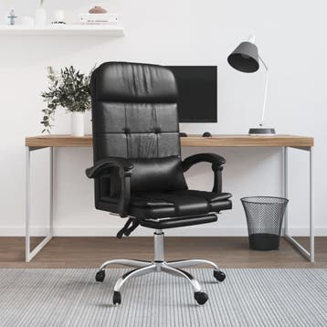 vidaXL Massage Relaxfauteuil voor op kantoor zwart kunstleer, Verzenden, Nieuw