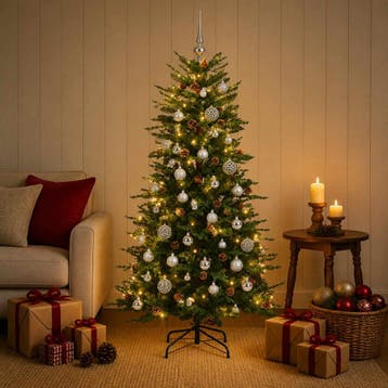 vidaXL Kunstkerstboom met kerstbal 120 cm 150 LEDs Warmwit, Verzenden, Nieuw