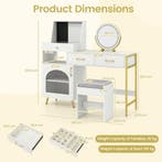 LIVSK Kaptafel met Verlichting - Glazen Tafelblad - Opbergru, Verzenden, Nieuw