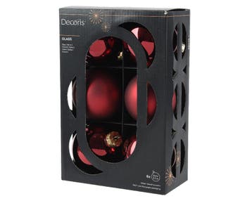 Kerstballen Glas Ossenbloed 8 cm Set van 6, Ophalen of Verzenden, Nieuw