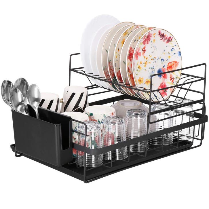 Afdruiprek - Staal - Kunststof - Zwart - 30x50x24 cm, Huis en Inrichting, Keuken | Keukenbenodigdheden, Ophalen of Verzenden