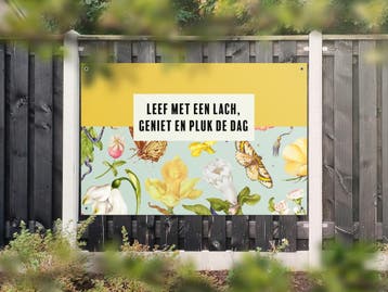 NR 1335: Tuinposter pluk de dag 120x180cm, Tuin en Terras, Tuinwanddecoratie, Nieuw