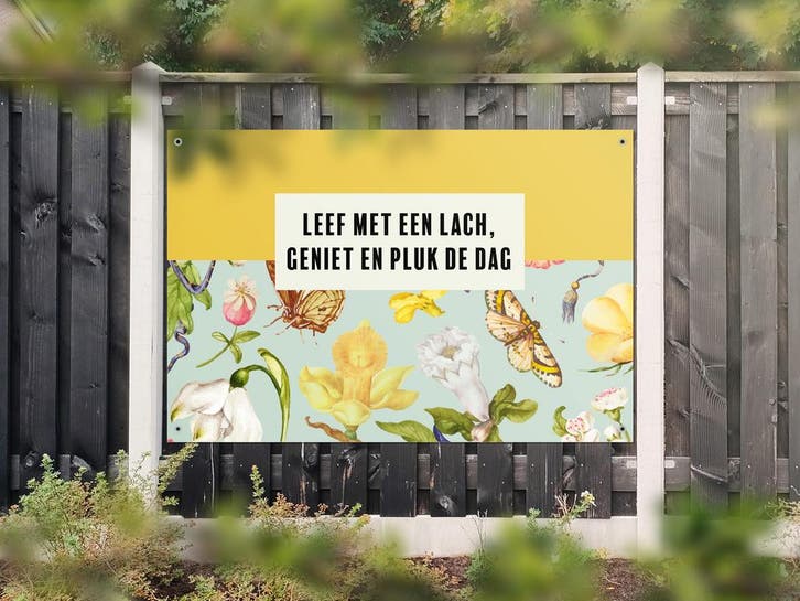 NR 1335: Tuinposter pluk de dag 120x180cm, Tuin en Terras, Tuinwanddecoratie, Nieuw