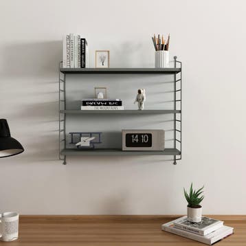 [en.casa] Wandplank Strängnäs verstelbaar 50x60x15 cm donker, Huis en Inrichting, Woonaccessoires | Wandplanken en Boekenplanken