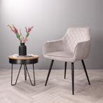 Eetkamerstoel met armleuning | Velvet | Grijs | DS4U Ravi, Huis en Inrichting, Stoelen, Ophalen of Verzenden, Nieuw, Grijs