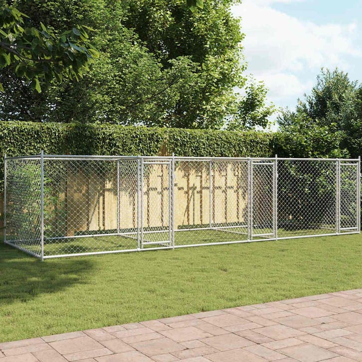 vidaXL Hondenhok met deuren 6x2x1,5 m gegalvaniseerd staal, Dieren en Toebehoren, Honden-accessoires, Nieuw, Verzenden