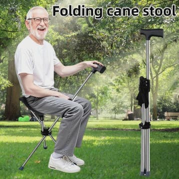 Opvouwbare Wandelstok met Stoel - 2-in-1 Reisstok voor Wande, Verzenden, Nieuw