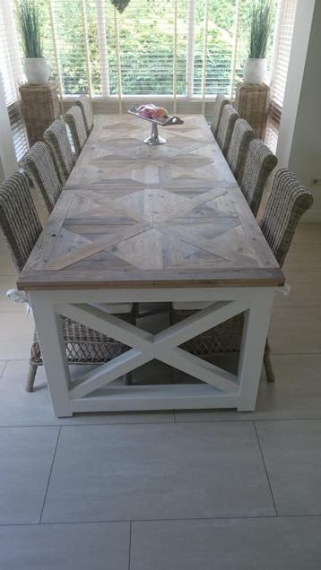 Maatwerk landelijke eettafel RM Chassigny kasteelvloer stijl, Riviera Maison Landelijk, 100 tot 150 cm, Ophalen of Verzenden, Vijf personen of meer