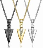 Heren ketting met Viking pijl hanger goud, zilver of zwart, Sieraden, Tassen en Uiterlijk, Kettingen, Verzenden, Nieuw, Zilver