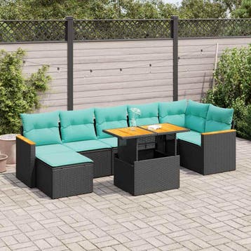 vidaXL 8-delige Loungeset met kussens poly rattan acacia, Tuin en Terras, Verzenden, Nieuw, Loungeset