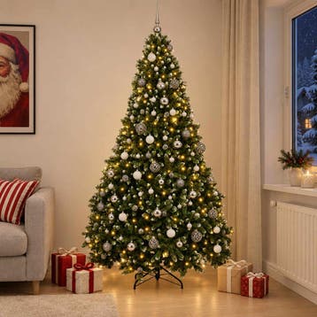vidaXL Kunstkerstboom met Ballen 270 cm 300 LEDs Warmwit, Verzenden, Nieuw