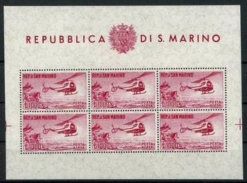 San Marino 1961 - Zegelvelletje Helikopter. Postzegel PA nr., Gestempeld