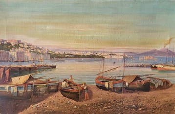 Italiaanse school (XX) - Veduta del golfo di napoli con