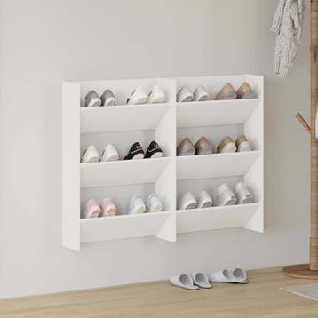 vidaXL Wandschoenenkasten 2 st 60x18x90 cm spaanplaat wit, Verzenden, Nieuw