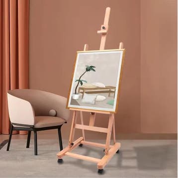 Verstelbare H-Frame Schilderezel van Beukenhout met Wielen, Hobby en Vrije tijd, Schilderen, Verzenden, Nieuw