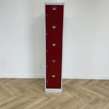 Overtoom lockerkast 5 deurs (hxbxd) 184,5x37x50 cm, Ophalen of Verzenden, Gebruikt