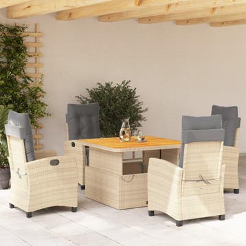 vidaXL 5-delige Tuinset met kussens poly rattan beige, Verzenden, Nieuw, Tuinset