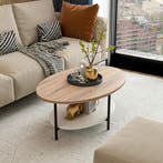 [en.casa] Salontafel Fredericia 36x90x60 cm Eiken wit en zwa, Verzenden, Nieuw