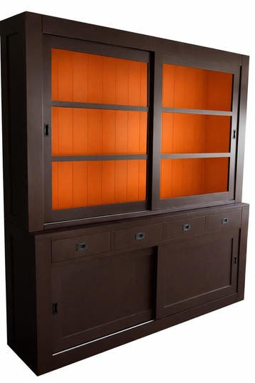 Buffetkast design retro bruin - oranje, Huis en Inrichting, Ophalen of Verzenden, Nieuw