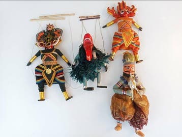 Marionet (4) rukada - Hout, stof - 1960-1970