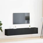 vidaXL Tv-meubelset Wandgemonteerd 2 pcs Zwart Eiken Bewerkt, Huis en Inrichting, Kasten | Televisiemeubels, Minder dan 50 cm