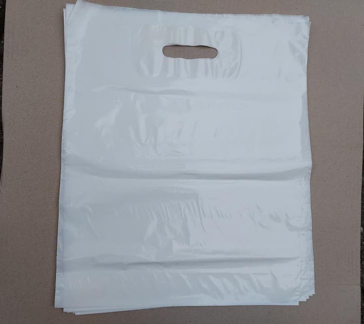 Plastic draagtassen, DKT-tassen, wit, 37 x 44 + 4 cm, nieuw!, Diversen, Rommelmarktspullen, Nieuw, Ophalen of Verzenden