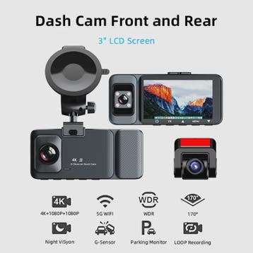 4K 3-Kanaals Dashcam met Infrarood Interne Camera, WIFI, GPS, Auto diversen, Dashcams, Verzenden, Nieuw
