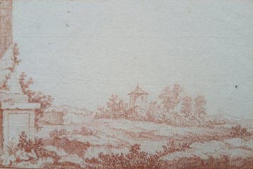 Franse school (XVIII) - Landschap met pigeonnier