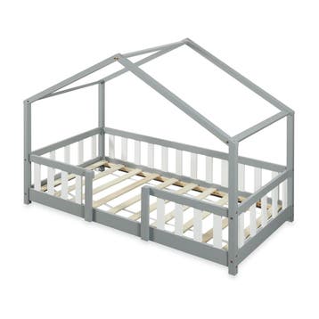Kinderbed Treviolo huisbed 80x160 cm lichtgrijs en wit [en.c, Kinderen en Baby's, Kinderkamer | Bedden, Verzenden, Nieuw